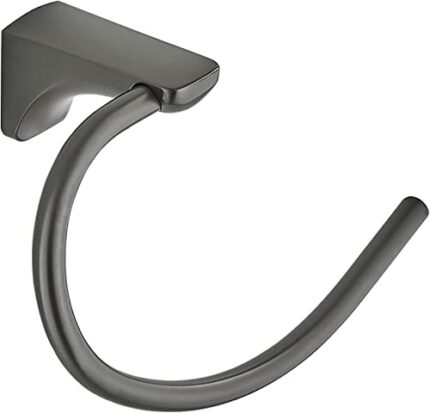 RAKUTE Brushed Gun Gray Towel Ring, Bathroom Toilet Towel Rack, Punch-Free Towel Hook, Toilet Kitchen Towel Holder Bathroom Ring