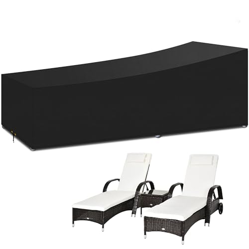 Funshot Garden Sunbed Lounger Cover with Air Vent, Waterproof, Windproof, Anti-UV, Heavy Duty Rip Proof 420D Oxford 220x80x35/55cm Fabric Outdoor