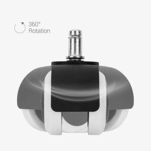 kwmobile Office Chair Wheels 11mm - Pack of 5 Furniture Castors 50mm Diameter Replacement Wheel Casters for Wooden, Laminate, Tile Floors - White