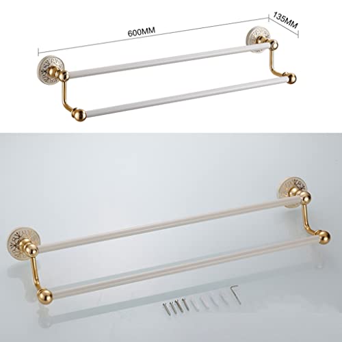 HIGOH Towel Racks, Towel Rail for Bathroom,Double-Bar Hand Towel Holder, and Hand Towel Holder,Towel Bar,Space Aluminum European Bathroom Hardwar