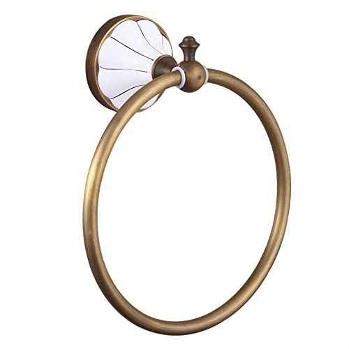 HIGOH Towel Racks,Bath Towel Holder,Bathroom Hand Towel,Antique Retro European Pastoral Style Bronze Towel,Towel Rack,Round Hand Towel Holder