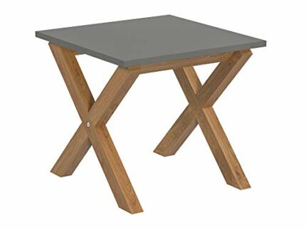 Amazon Brand - Movian Rectangular Lamp Table, Natural Solid Oak Legs and Grey Color Painted Top, 50 x 50 x 44.8 cm