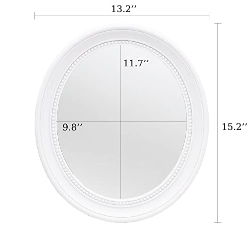 OIGUMR 15.4 x 13.8 inch Bathroom Mirror Wall Mirror Mirror Wall Decor Oval Mirror White