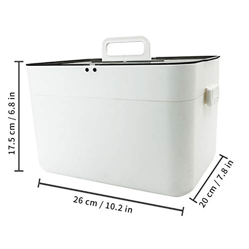 Medical Box Storage Box, First Aid Box, Portable Medicine Container Box, Medicine Tin with Double Layer and 4 Compartments, Home Office Car Schoo