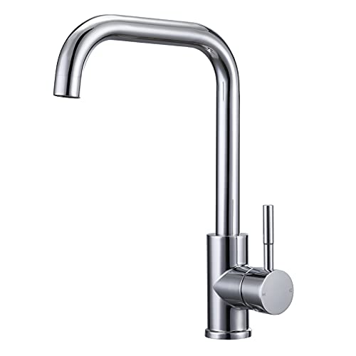 Kitchen Sink Mixer Tap 360 Swivel Spout Monobloc Mixers Faucet Single Lever Rectangle Taps with Aerator Matte Black