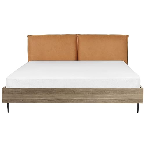 Modern EU Super King Size 6ft Bed Faux Leather Headboard Golden Brown Limanton
