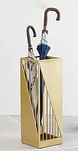 FBITE Umbrella Stands,Square Hollow Out Rack, Nordic Style Entry Hallway Umbrella Holders with Drip Tray & 3 Hooks, for Home/Classroom/Hotel/Offi