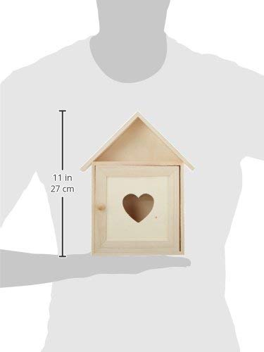 Rayher Wood Key Box with 6 Key Hooks, Wall Mounted Wooden Key Box, Key Cabinet to Decorate, 21x5x26cm, natural wood, 62405000