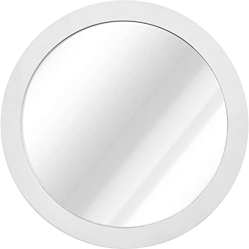 JJUUYOU Rustic Circle Wall Mirror 50CM for Home Decor Rustic White Round Mirror for Bathroom Wall decor Wood Frame Mirror for Living Room, Bedroo