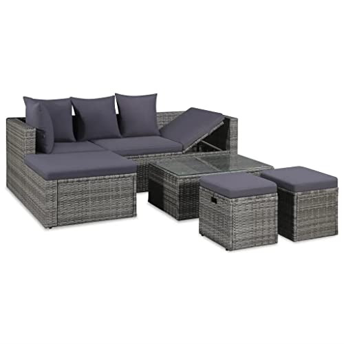 TJLSS Outdoor Furniture Garden Dining Furniture 4pcs With Gray Braided Resin Cushions Garden Furniture Sets