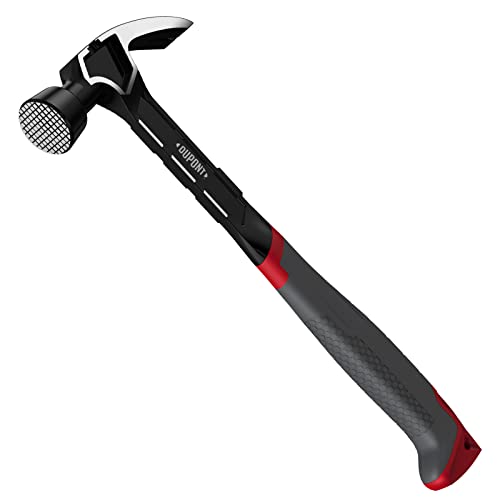 DuPont One-Piece Forged Claw Hammer, Utility Hammer With Safe Anti-Slip Grid Surface,Two-Way Pull Studs,Ergonomic Handle Design for Home