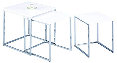 ASPECT Alana Set of 3 Nesting Table-Vintage Wooden Tops/Steel Black Legs, 40x40x42 cm