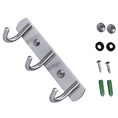 LEEJTONGQ Coat Hook Wall Mounted Coat Hooks Rack with 3 Round Hooks Coat Rack for Towel Coat Robe Hat Clothes