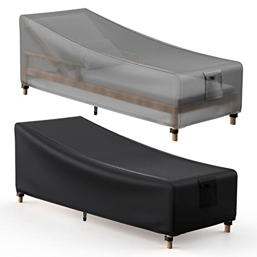 Mrrihand Garden Sunbed Covers Waterproof 200x75x40/70cm with Air Vent, Heavy Duty 600D Outdoor Sunbed Cover with PU Coating, 4 Buckles and Drawst