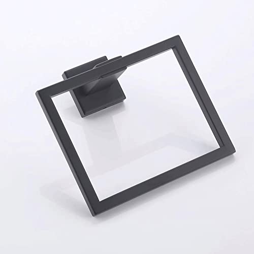 Towel Ring Wall Mounted Square Style Stainless Steel Bath Towel Holder Rack Towel Hanger for Kitchen Hotels Bathroom Toilet (Color : Matte Black)