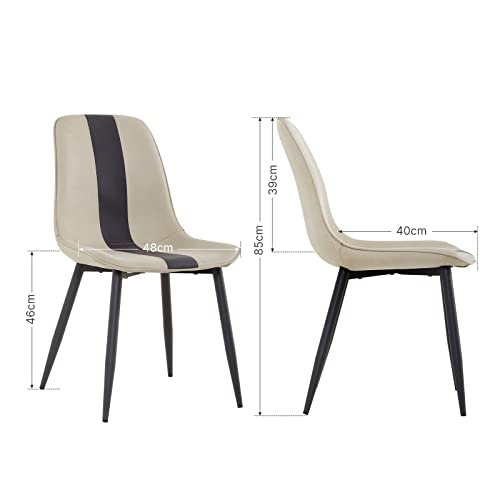 Meerveil Dining Chairs Set of 2, Fabric Upholstered Seat with Metal Legs, Modern Stitching Design for Dining Room Living Room Reception Office, W