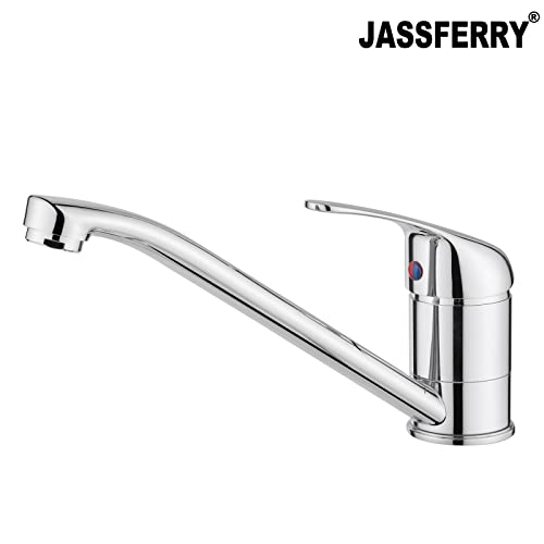 JASSFERRY Kitchen Sink Mixer Tap Caravan Monobloc Single Top Lever Long Swivel Spout Solid Brass Traditional Faucet Chrome