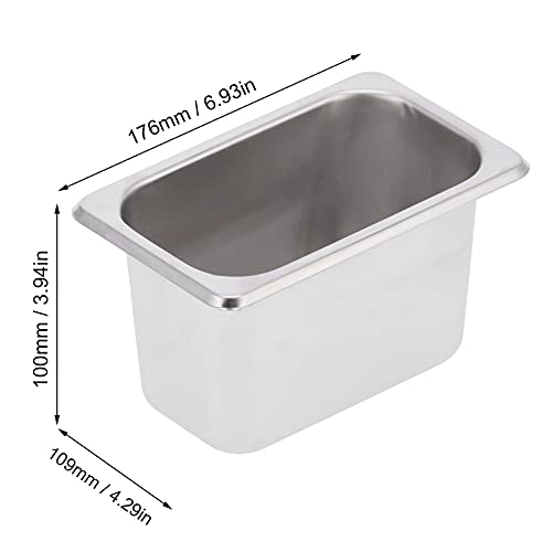 3.94inch Basin Food Bowl,Stainless Steel Deep Buffet Basin Insulation Counter Basin, Washing-up Bowl Multi-purpose Dish Tub for Kitchen Canteen