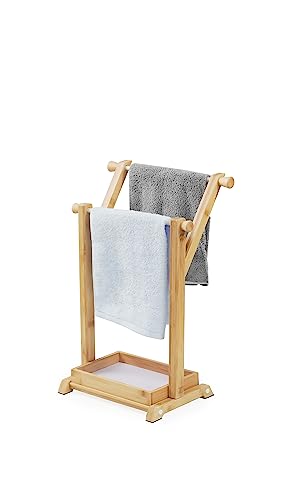 Chemailon Hand Towel Holder Stand for Countertops， Multifunctional Durable Natural Bamboo Standing Towel Rack and Towel for Bathroom and Kitchen