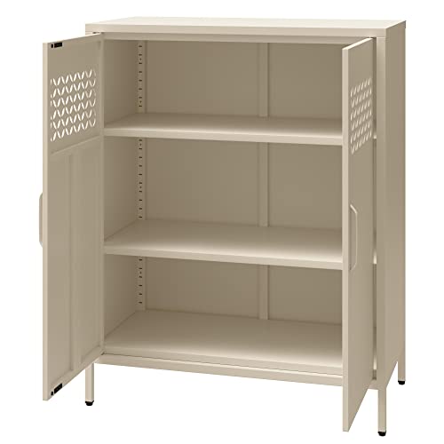 Mr. Kate Short Metal 2 Door Cabinet, Steel, Parchment