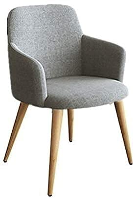Kitchen Dining Chairs Living Room Armchair Fabric Upholstered Seat with Wood-Like Metal Legs Kitchen Living Room Lounge Chairs (Color : Grey)