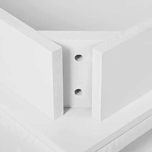 Meerveil Dressing Table Stool, White Soft Padded MDF Wood Vanity Stool Baroque Printing Stool, 41 x 30 x 45cm
