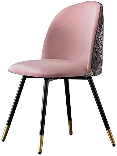 Kitchen Dining Chairs Flannel Embroidery Office Chair with Metal Legs Velvet Seat and Backrests,Living Room Lounge Chair (Color : Purple)