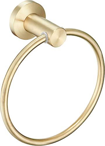 RAKUTE Modern Roung Towel Ring, Towel Holder, Wall-Mounted Gold Brushed Towel Rack, Bathroom Accessories Home Decoration Bathroom Ring