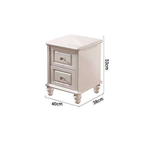 JYDQM 40cm Bedside Table Solid Wood Bedroom Simple Mini Bedside Table, White Double Drawer Design Bedside Table