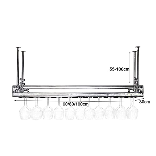 EYLINK Ceiling Wine Rack, Height Adjustable, Metal Iron Hanging Storage Rack, Wine Bottle Holder, Goblet Stemware Holder, For Bars/Restaurants/Ki