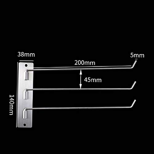 N/A Towel rack - Swivel Towel Bar Stainless Steel Bathroom Swing Hanger Towel Rack Holder Storage Organizer Space Saving Wall Mount Brushed Finis