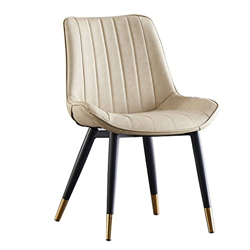 Modern PU Leather High Back Padded Soft Seat Metal Legs Office Living Room Counter Lounge Dining Chair (Color : Brown)