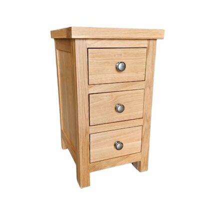 GROFurniture 3 Drawer Oak Bedside Cabinet - Solid Oak Bedside Table - Solid Oak Furniture - Oak Nightstand or Lamp Table - Fully Assembled
