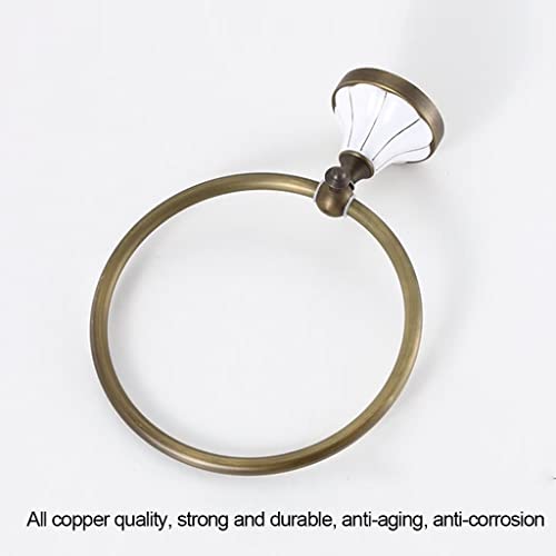 HIGOH Towel Racks,Bath Towel Holder,Bathroom Hand Towel,Antique Retro European Pastoral Style Bronze Towel,Towel Rack,Round Hand Towel Holder