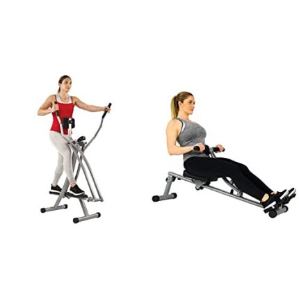 Sunny Health & Fitness Elliptical Cross Trainer w/ LCD Monitor, Air Walker Exercise Machines For Home Gym Workouts, Grey, 63L x 48W x 144H cm, SF