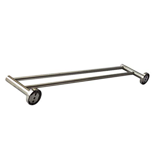 Premium Modern Double Towel Bar Rack w/Round Base (61 cm)- Brushed Finish, Made from Stainless Steel, Water and Rust Proof, Wall Mounted, Easy to