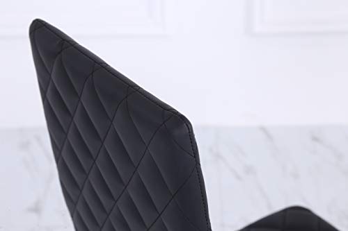 Furnituremaxi 4 Pieces of Black Chairs with Chrome Legs Dining Room Furniture