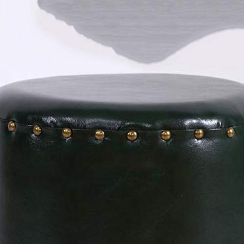 LUKEO Dark Green Footstool, Home Creative Low Pier Living Room Shoe Changing Stool Fashion Round Stool Sofa Stool