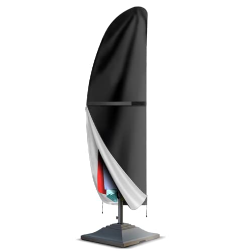 GARPROVM Parasol Cover Waterproof 2 to 4m, 420D Oxford Fabric, Heavy-duty Garden Umbrella Cover, Windproof Anti-UV Cantilever Coverswith Zip