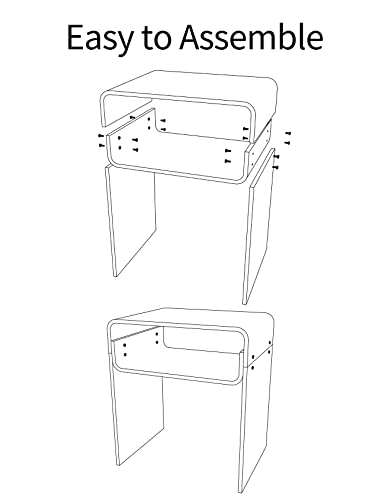 solaround Clear Acrylic End Table 2-Tier Bedside nightstand for Living Room Bedroom Home Decor (Black)