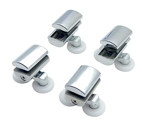 KEABATH 4pcs Shower door rollers shower glass door roller, shower twin wheels runner pulleys, solid zinc alloy 23mm diameter wheels for Shower en