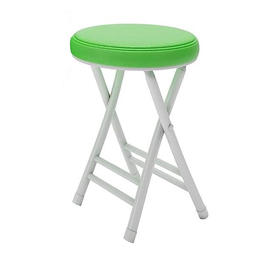Folding Stool Metal Padded, Space Saving High Round Stool, Stackable Dining Chair Simple Portable Small Bench, For Breakfast, Office Stool, Foldi