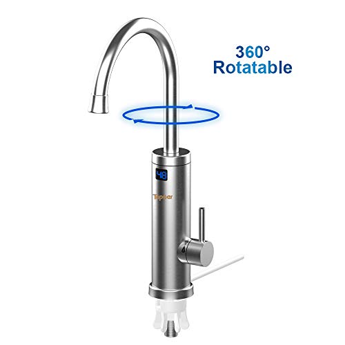 Electric Water Taps,TopSer Pro 220V Tankless Electric Heater Kitchen Taps,360 Degree Rotate Cold and Hot Water Tap with Lcd Display for Kitchen,B