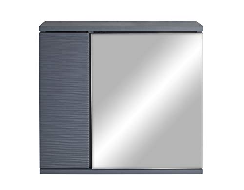 House & Homestyle Jessie Grey Ripple Mirror Cabinet, Particleboard-15mm Particleboard-3mm Particleboard-30mm Nominal MDF/Particleboard with Textu