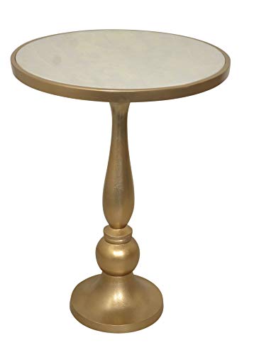 ASPECT Alegra Marble Pedestal Accent Side Drink Table, White/Gold, 40 Dia x 55(H) cm