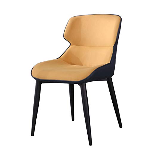 Modern Kitchen Dining Room Chairs Front Cloth Back Leather Dining Chair With Black Metal Legs Backrest Chair Kitchen Living Room Lounge Counter C