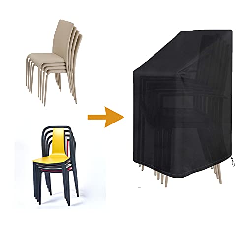 Timisea 2 PCS Garden Chair Cover, Patio Stacking Chair Covers, 210D Oxford Fabric Windproof,Windproof, Anti-UV, Duty Rip Proof Patio Chair Covers