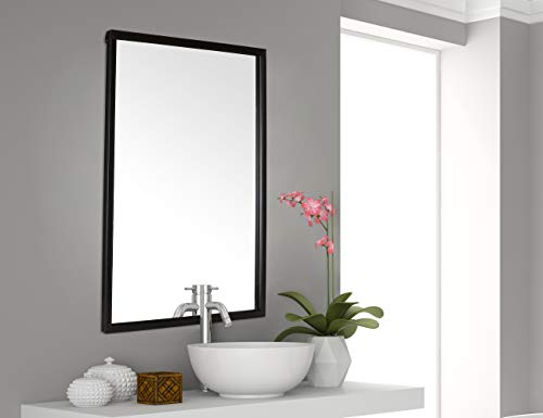 Mirrorize 89 X 61Cm Framed Plain Vanity Wall Mirror | Black Rectangle Hanging Modern Industrial Large Long Metal Frame Mirrors for Bathroom Entry