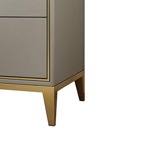 JYDQM Solid Wood Bedside Table Simple and Leather Art Bedside Table, Double-drawing Design Bedside Table