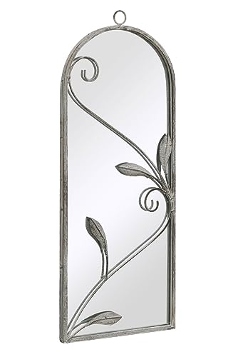 MirrorOutlet The Arcus - Concrete Colour Framed Modern Arched Wall Mirror 25" X 9" (64CM X 24CM) Silver Mirror Glass with Black All weather Backi